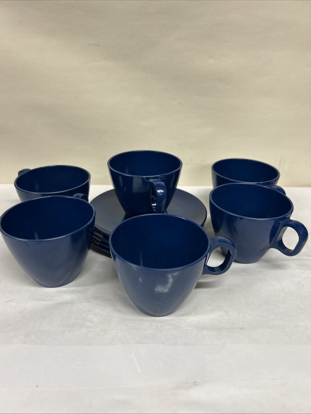 Lot Of Vintage Boonton Cups And Saucers Blue 6206